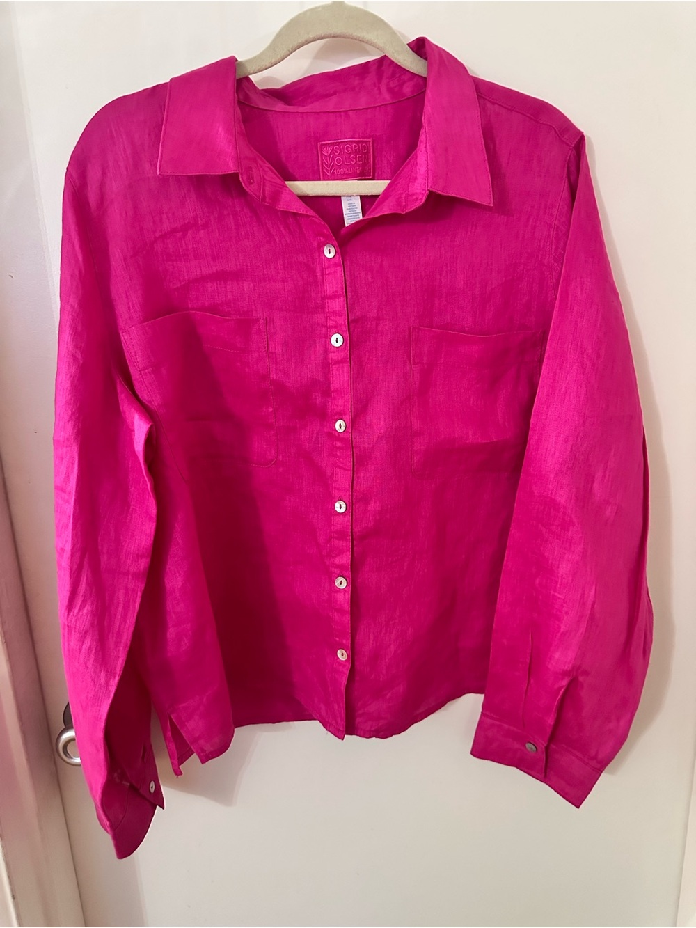Sigrid Olsen Fuchsia Linen-Blend Shirt